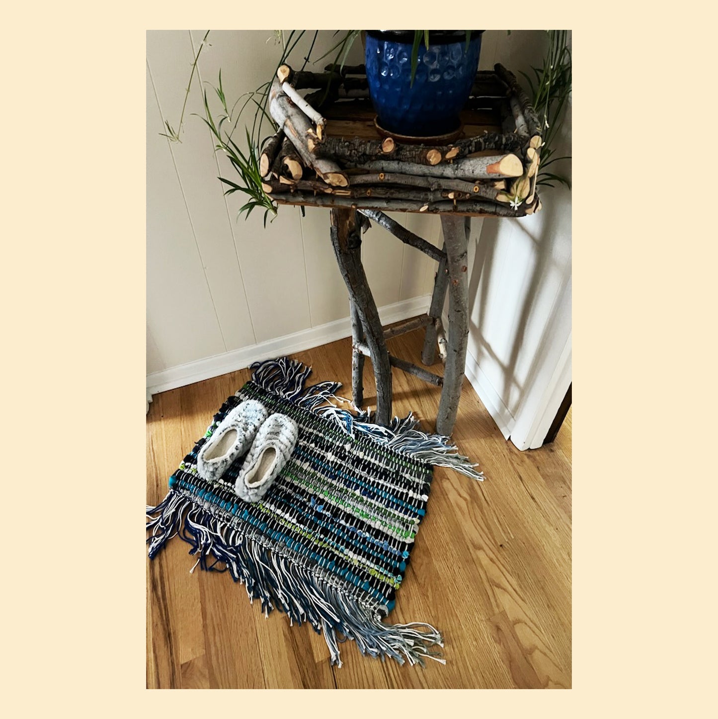 Rag Rug, Black + Blue