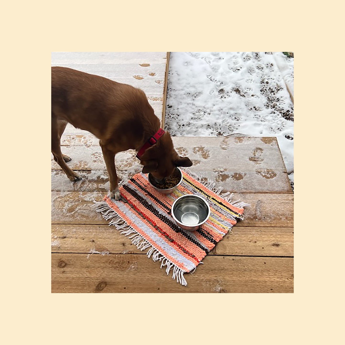 Rag Rug, Orange + Multi-Color