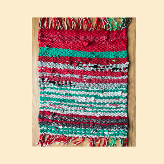 Rag Rug, Green + Red